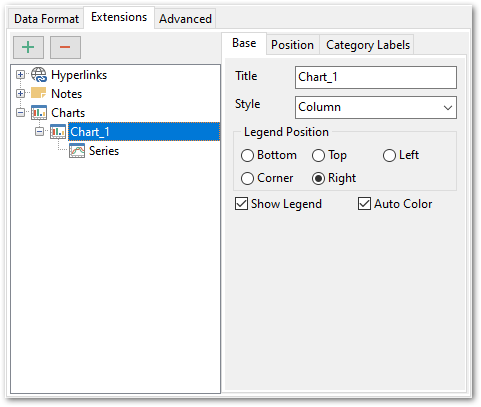 Format-specific options - MS Excel - Extensions - Charts