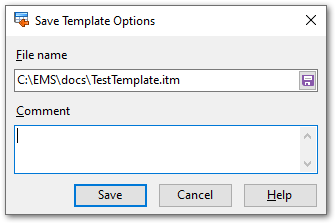 Using configuration files - Save Template options