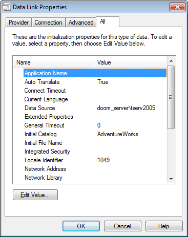 Data link properties - All