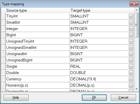 Step 4 - Setting options - Global type mapping