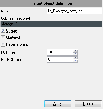 Step 5 - Editing target objects - Target index properties