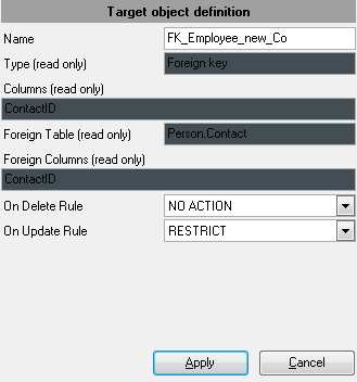 Step 5 - Editing target objects - Target key properties