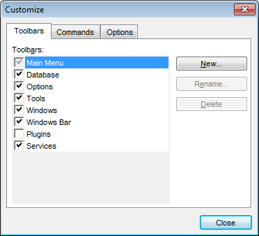 Appendix - Customize - Toolbars