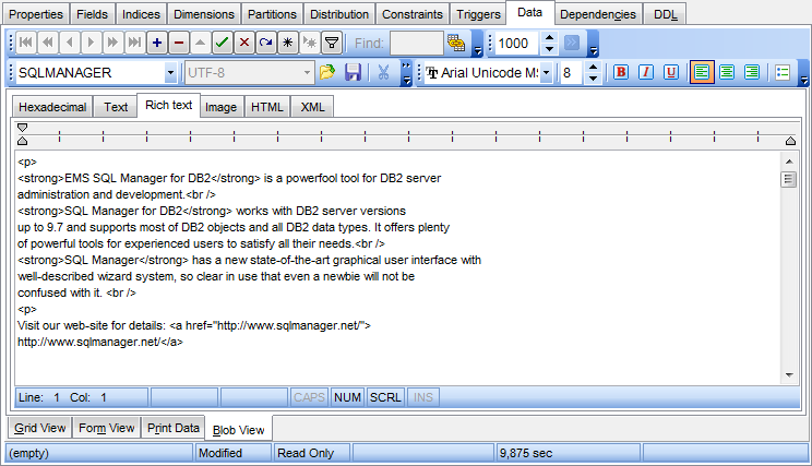 Data View - BLOB View - Rich Text