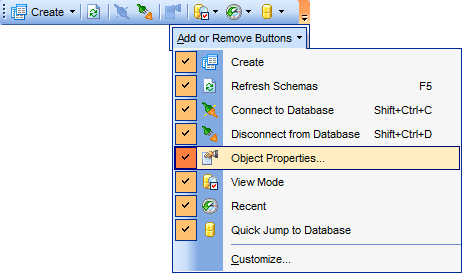 DB Explorer - Configuring DB Explorer - Toolbar