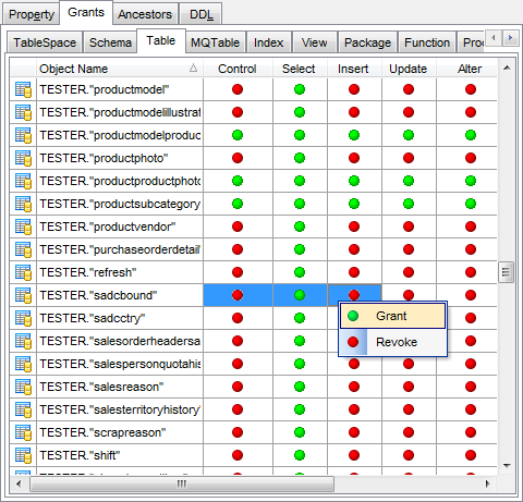 User Editor - Managing grants