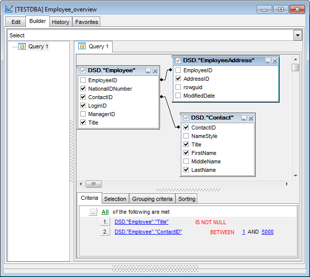 hs3321 - Working with Query Builder area