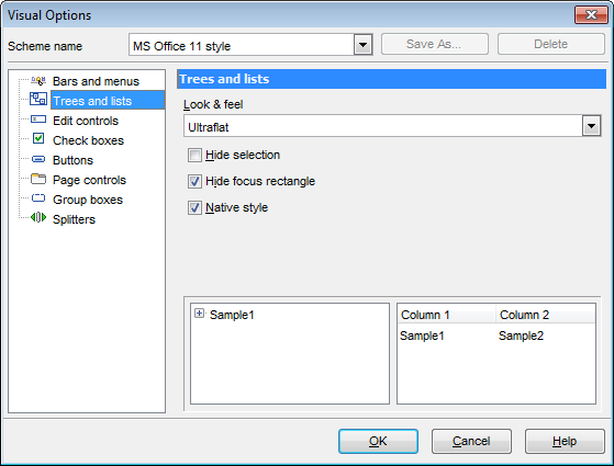 Visual Options - Trees and lists