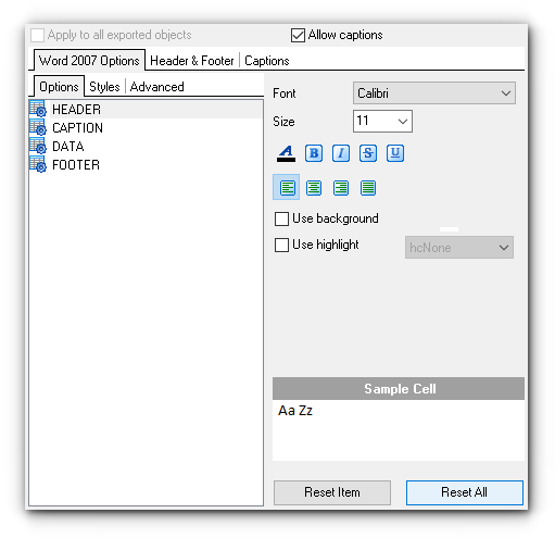 Step 7 - Format-specific options - Word ODT