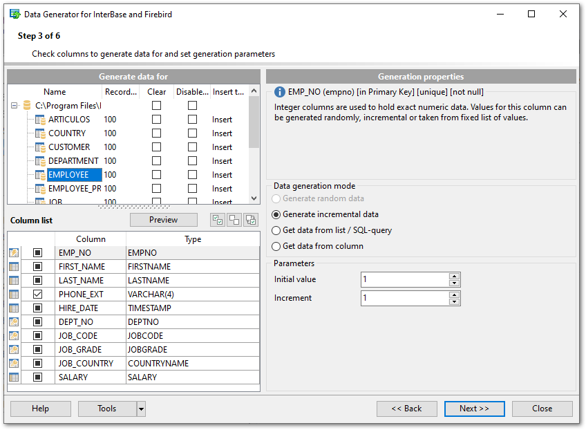 Step 3 - Specifying generation parameters