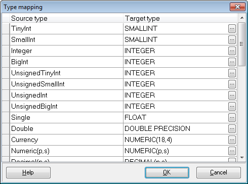 Step 4 - Setting options - Global type mapping