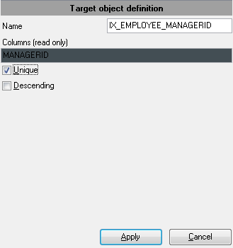 Step 5 - Editing target objects - Target index properties