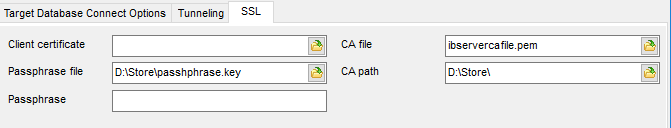 Managing Projects - Setting DB options - SSL Ib