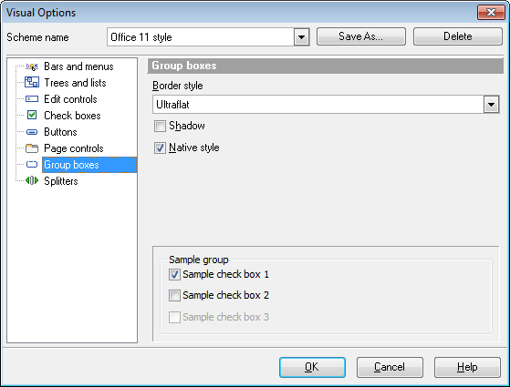 Visual Options - Group boxes