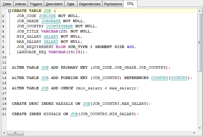 Appendix - Viewing DDL structure