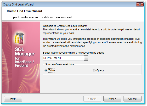 Create Grid Level - Specifying master level