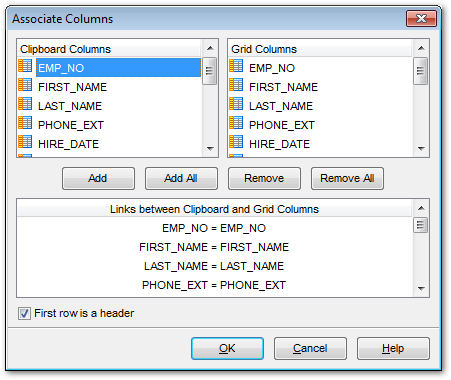 Data View - Grid View - Associate columns