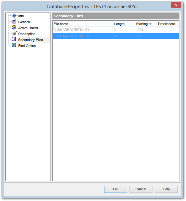 Database Properties - Secondary Files