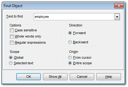 DB Explorer - Find Object