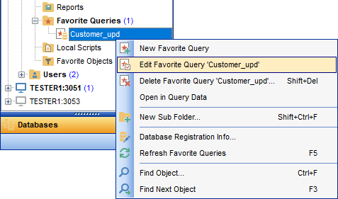 DB Explorer - Managing Favorite queries