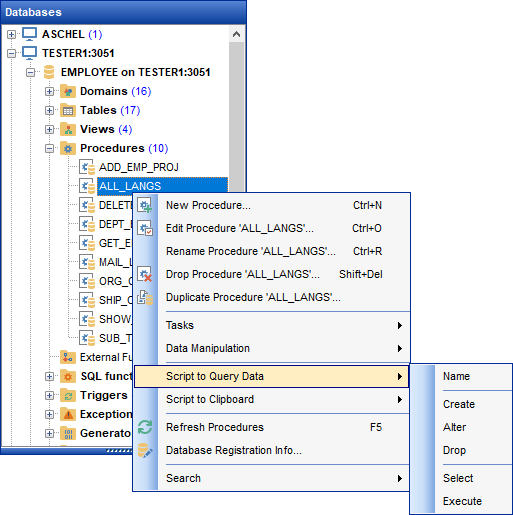 DB Explorer - Operations with database objects