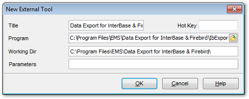 External tools - External Tool Info editor