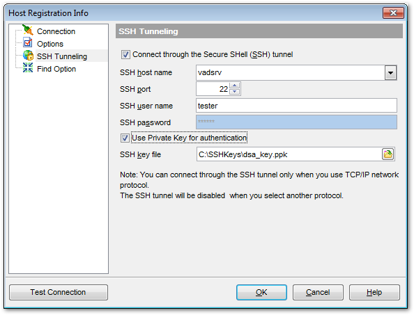 Host Registration Info - SSH Tunneling