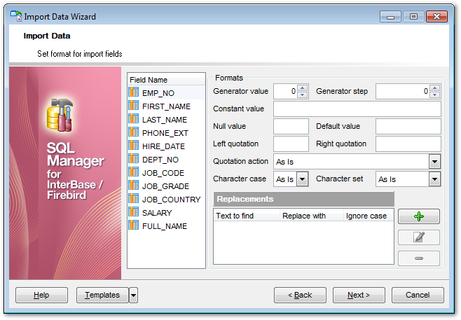 Import Data - Setting advanced field formats