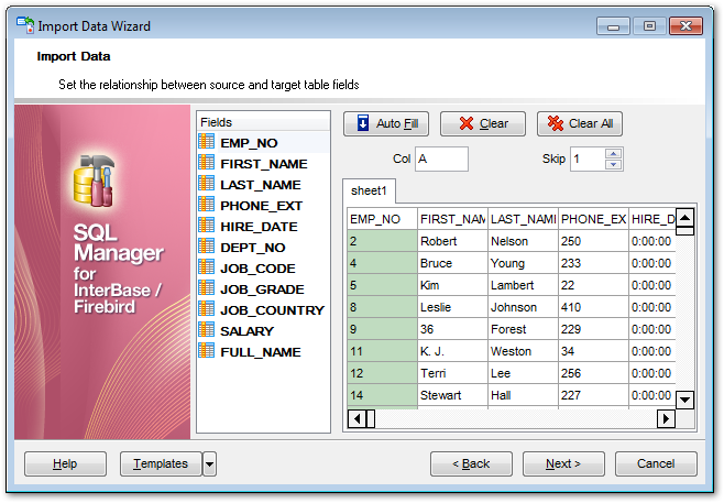 Import Data - Setting fields correspondence - MS Excel and Word 2007, ODF