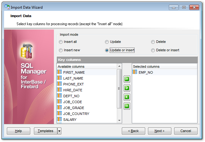 Import Data - Setting import mode