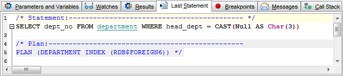 Procedure Debugger - Debug info - Last Statement