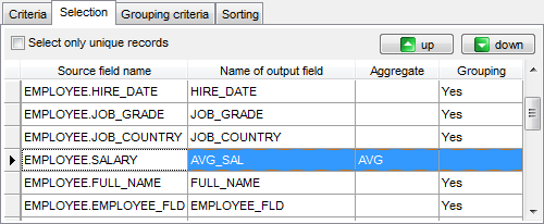 Query Builder - Setting output fields