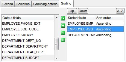 Query Builder - Setting sorting parameters