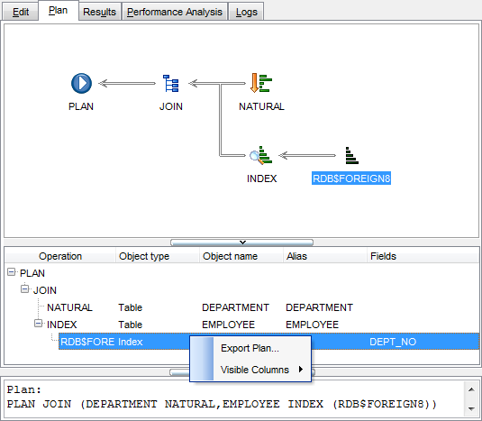 SQL Editor - Viewing query plan