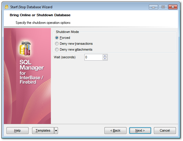 Start-Stop Database - Shutdown database options