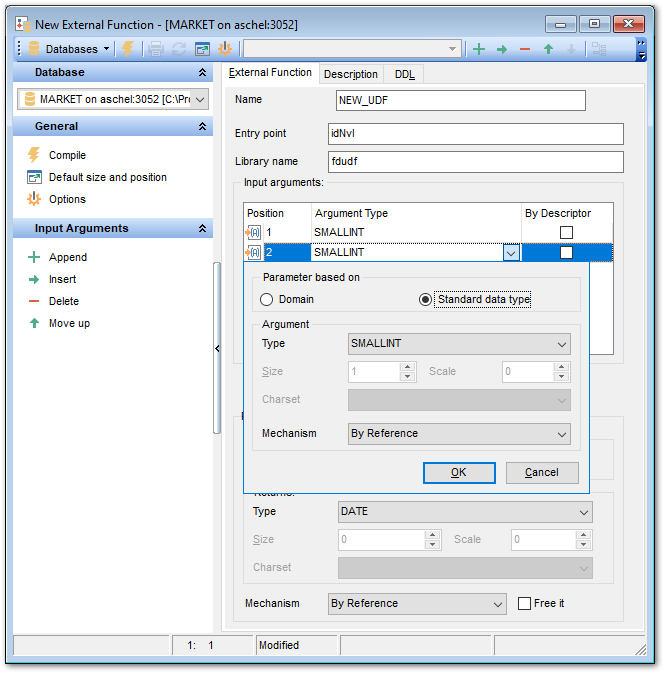 UDF Editor - Editing UDF definition