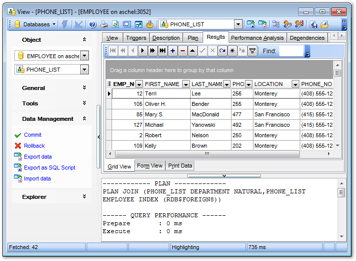 View Editor - Working with data