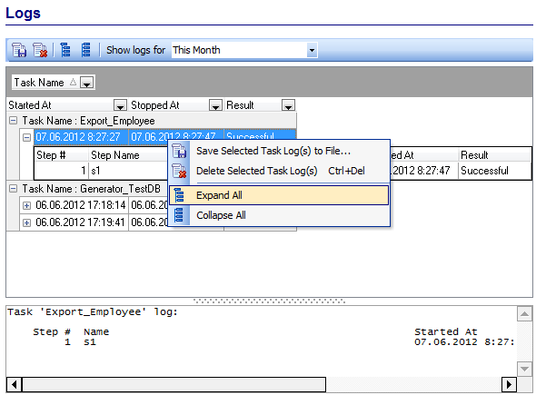 Scheduling and Performing tasks - Managing logs