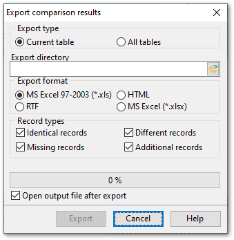 Step 3 - Exporting comparison results