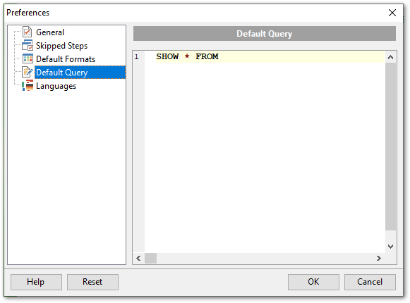 Preferences - Default query