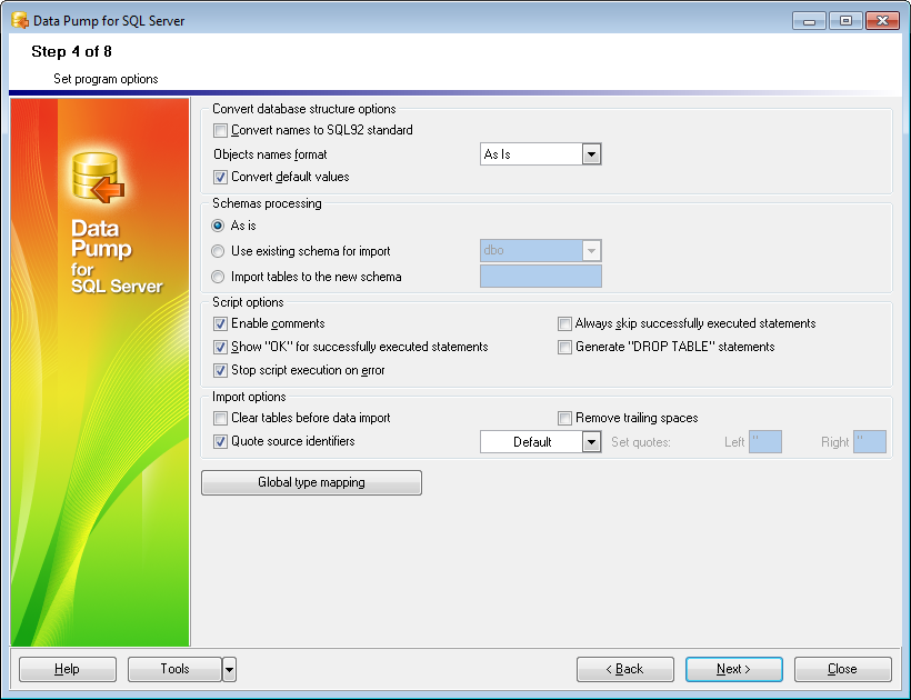 Step 4 - Setting options