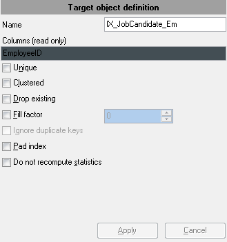 Step 5 - Editing target objects - Target index properties