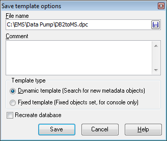 Using templates - Save template options