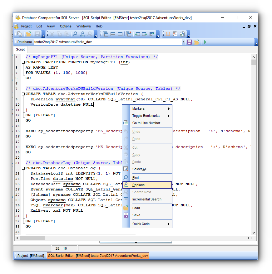 SQL Script Editor