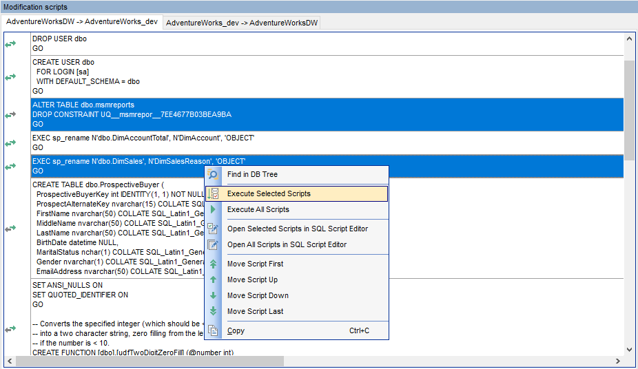 Working with Project - Modification Scripts