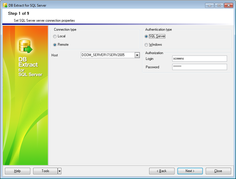 hs2103 - Step1 - Setting connection properties