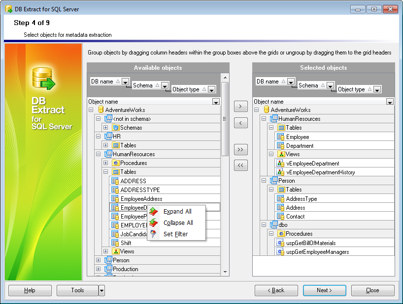 hs2109 - Step4 - Selecting objects for metadata extraction