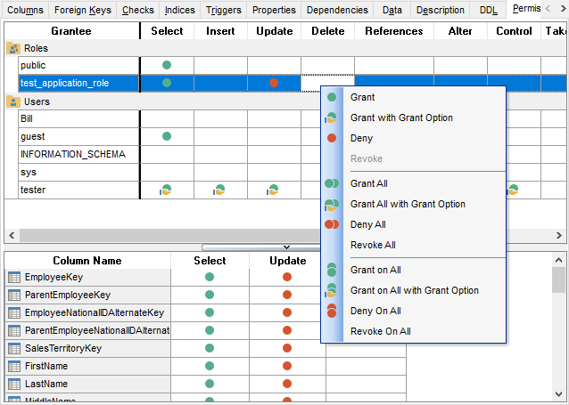 Appendix - Setting object permissions