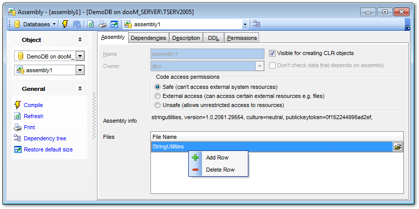 Assembly Editor - Editing assembly definition