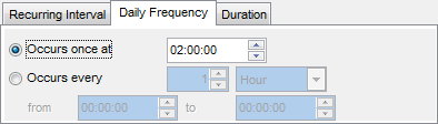 Backup Database - Setting schedule options - Daily Frequency